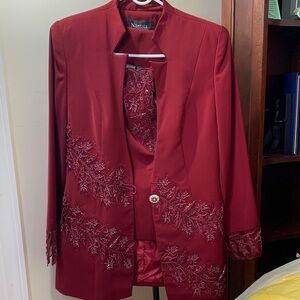 Ara Burgundy Embroidered Women's Blazer